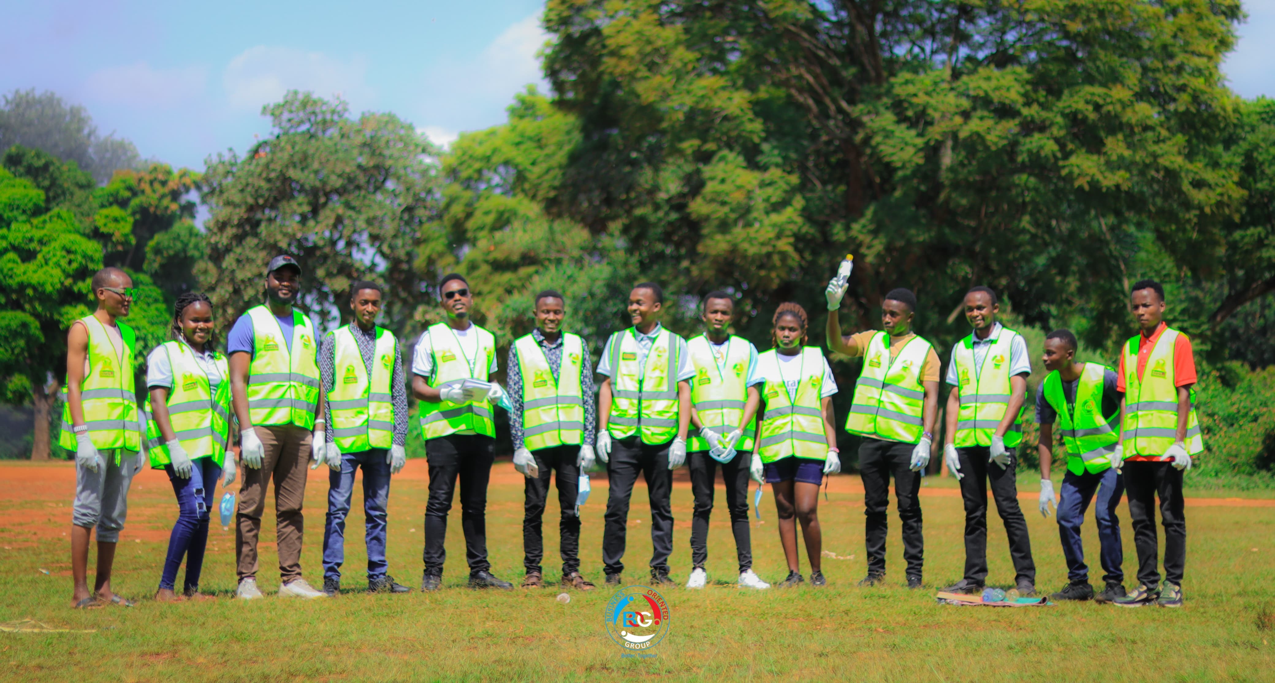 Volunteers cleaning up Runyenjes Town Centre